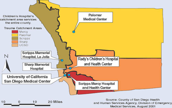 Trauma catchment areas