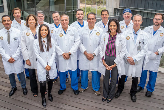 UC San Diego team standing outside hospital